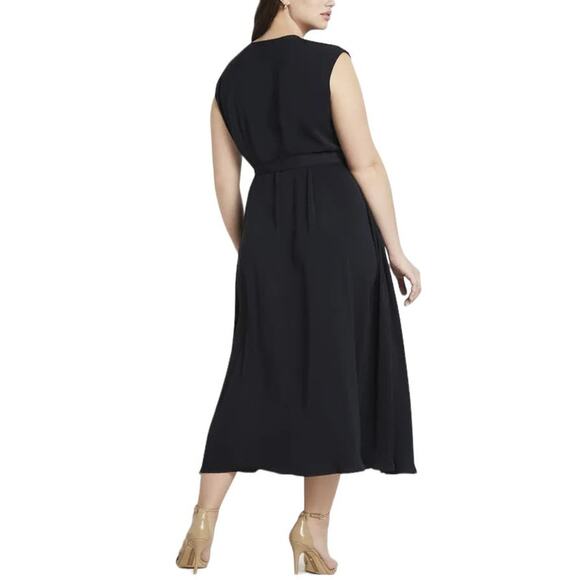 NWT Jason Wu x Eloquii Black Notch Collar V Neck Maxi Wrap Dress Plus Size 16 - Picture 7 of 10
